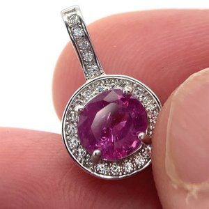 Jegdalek Ruby 1.15ct White Gold Finish Solid 925 Sterling Silver Pendant